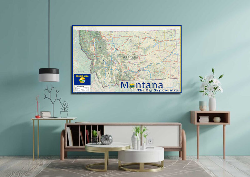 Montana Physical State Map