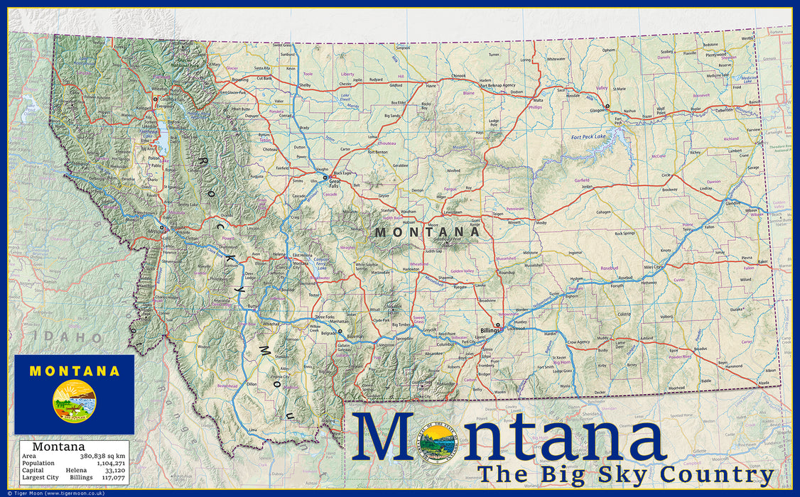 Montana Physical State Map