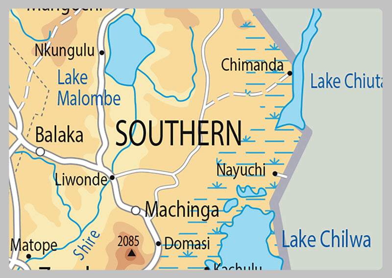 Physical Map of Malawi - The Oxford Collection