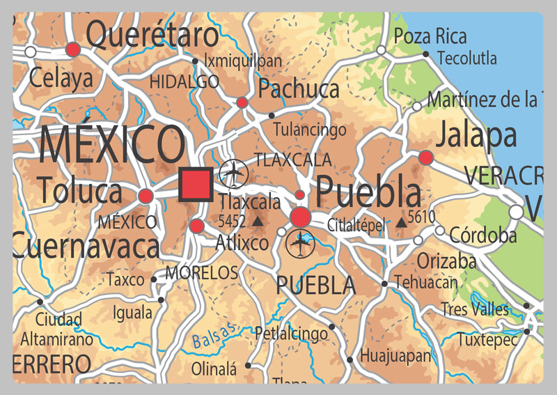 Physical Map of Mexico - The Oxford Collection