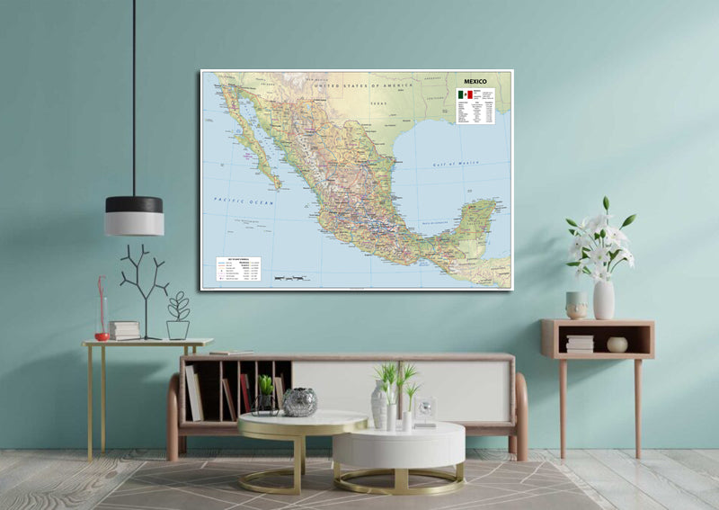 Detailed Physical Map of Mexico
