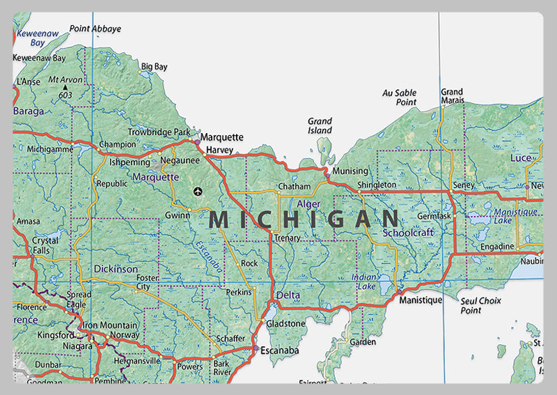 Michigan Physical State Map