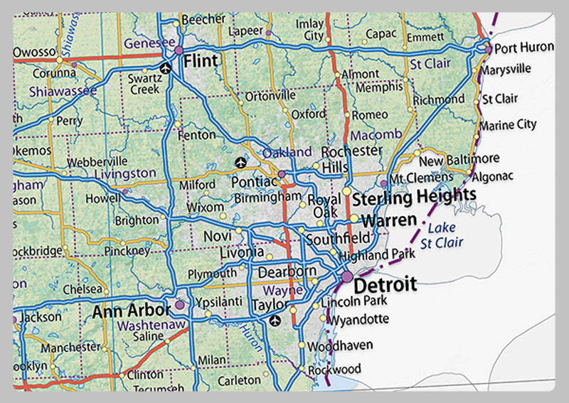 Michigan Physical State Map