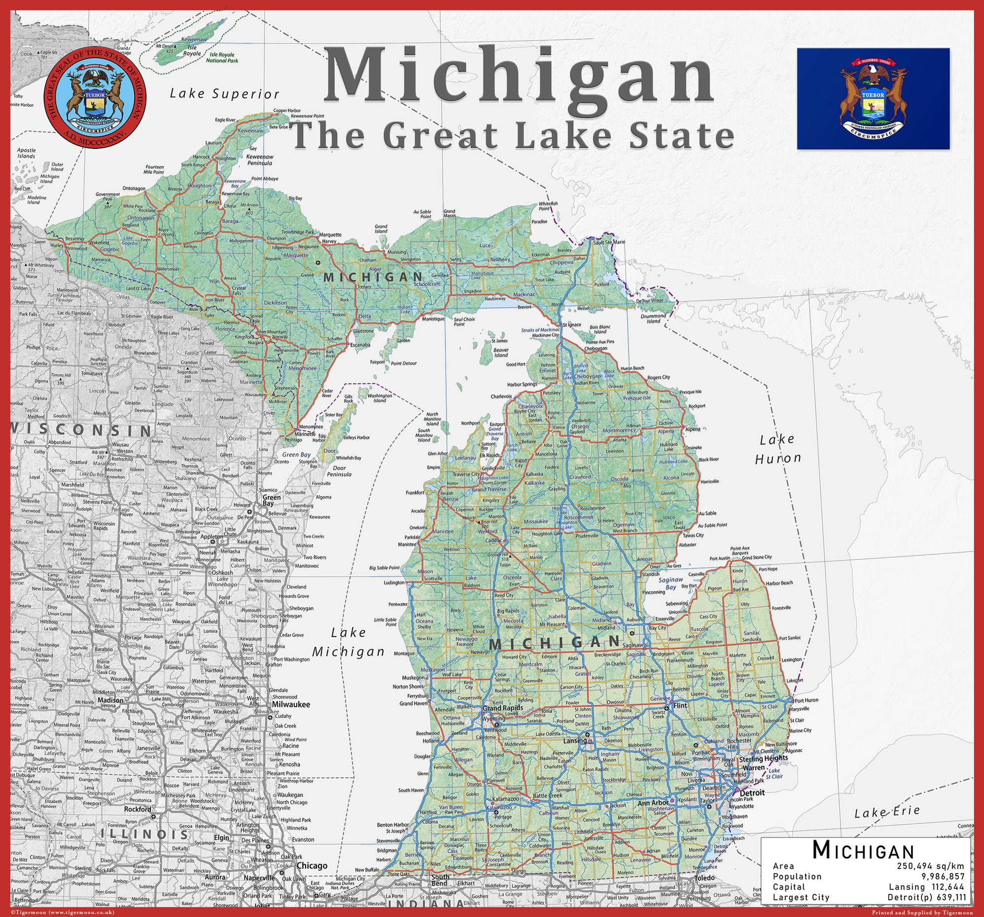 Salt Map Michigan Michigan Physical State Map– I Love Maps