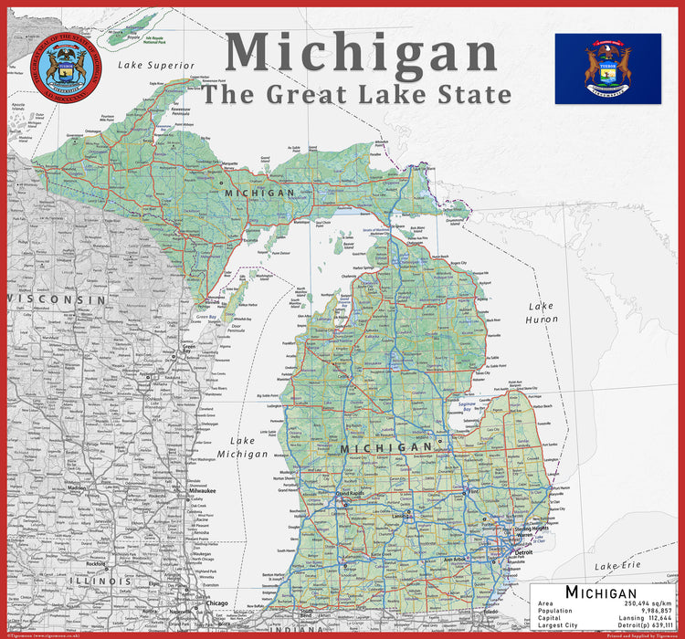 Michigan Physical State Map