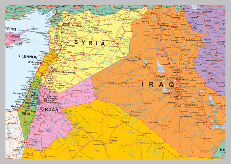 Detailed Political Middle East Map