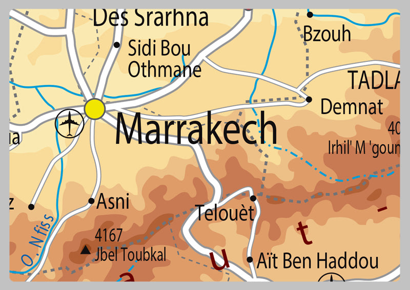 Physical Map of Morocco - The Oxford Collection