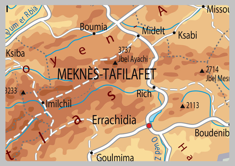 Physical Map of Morocco - The Oxford Collection