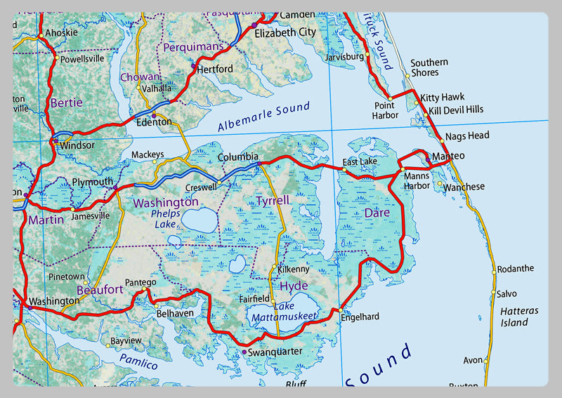 North & South Carolina Physical State Map