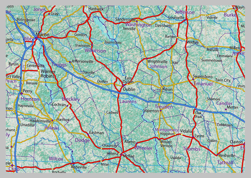 North & South Carolina Physical State Map