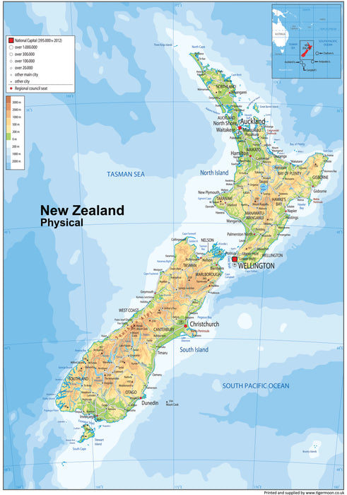 New Zealand Physical Map