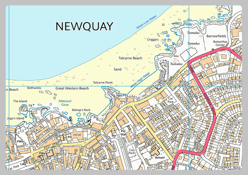 Newquay Street Coastal Area Map