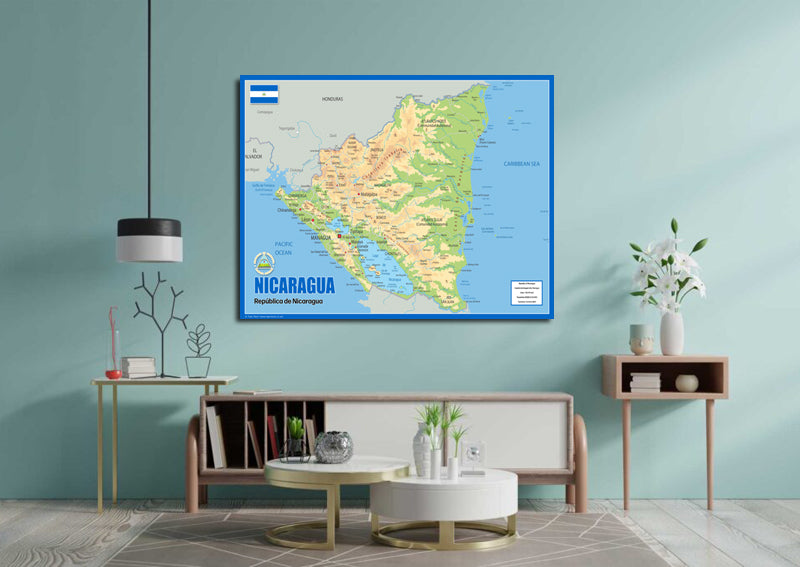 Physical Map of Nicaragua - The Oxford Collection
