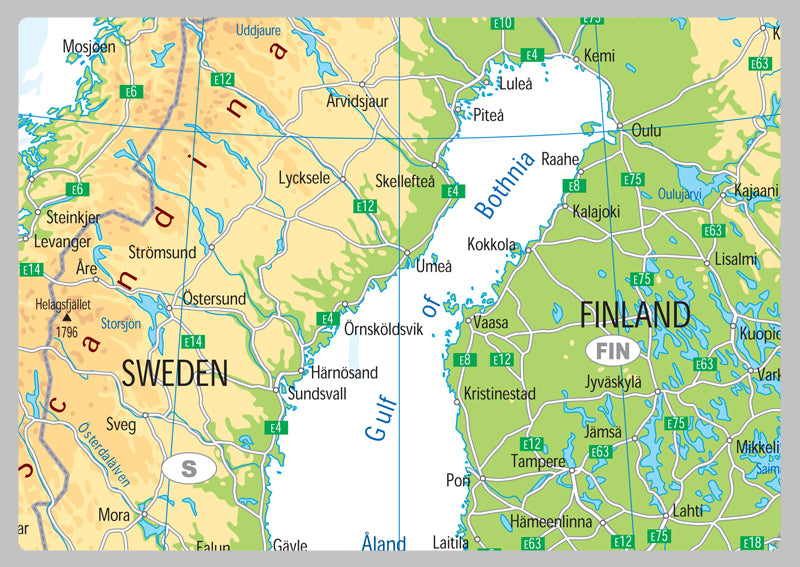 Northern Europe Physical Map