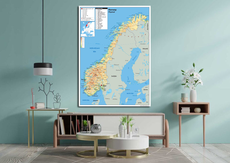 Norway Physical Map