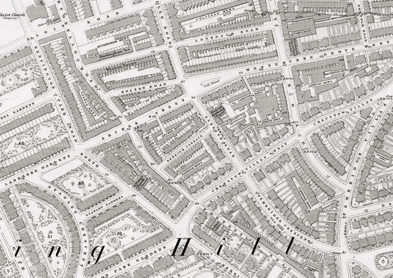 London 1872 Ordnance Survey Map - Sheet XXXII - Notting Hill