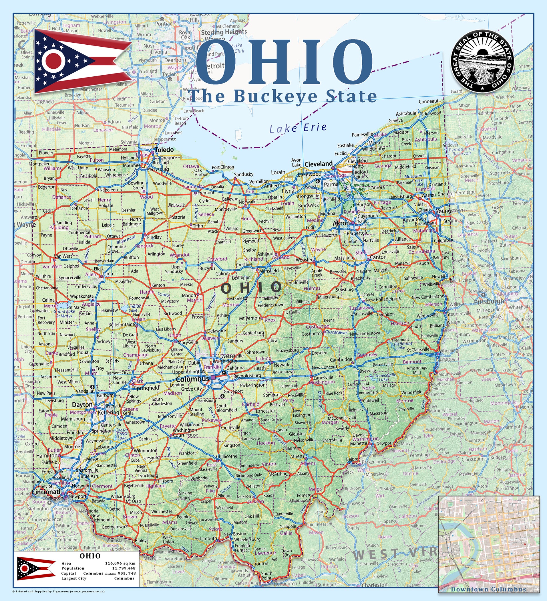 Ohio Physical State Map– I Love Maps