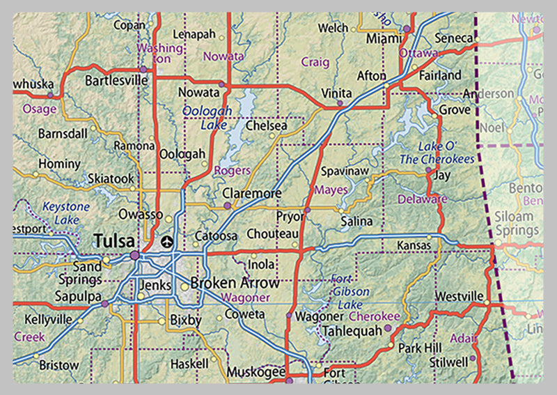 Oklahoma Physical State Map