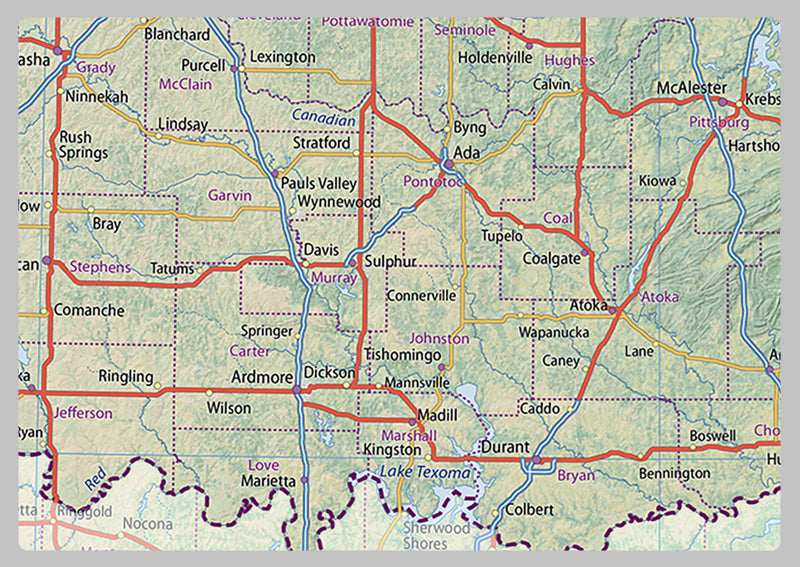 Oklahoma Physical State Map