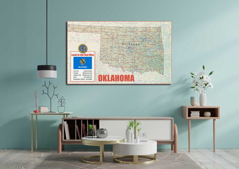 Oklahoma Physical State Map