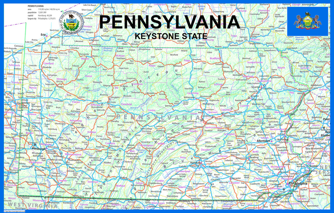 Pennsylvania Physical State Map