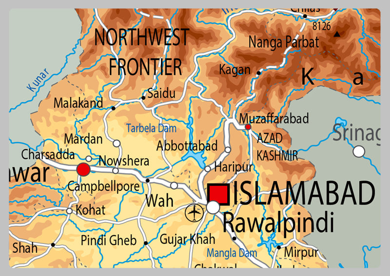 Physical Map of Pakistan - The Oxford Collection