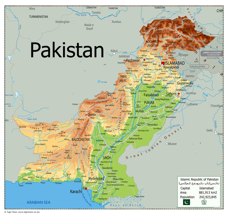 Physical Map of Pakistan - The Oxford Collection