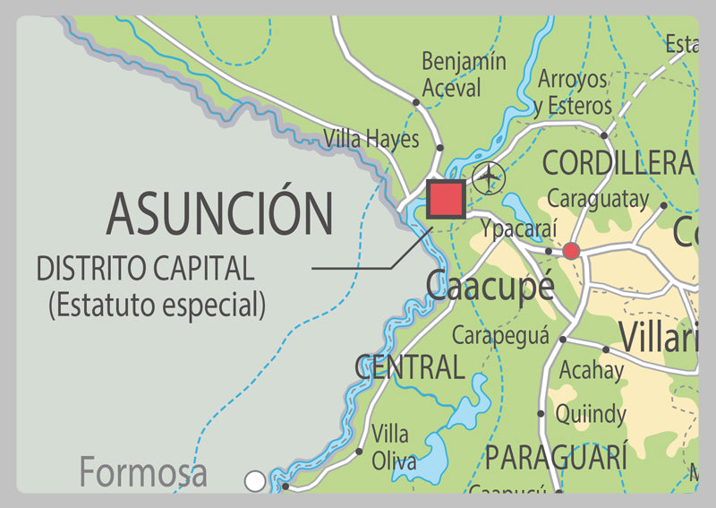 Physical Map of Paraguay - The Oxford Collection