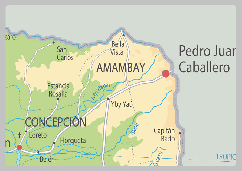 Physical Map of Paraguay - The Oxford Collection