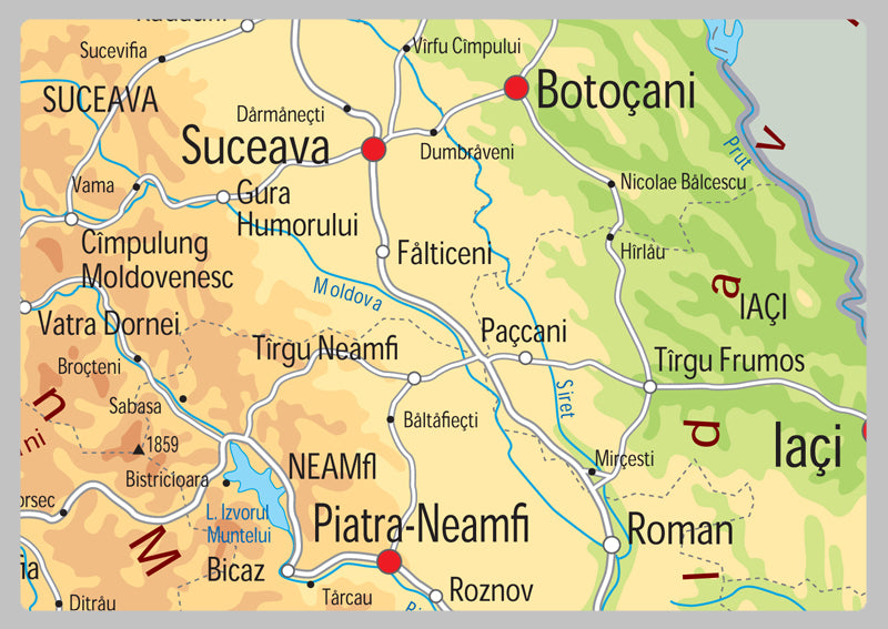 Romania Physical Map