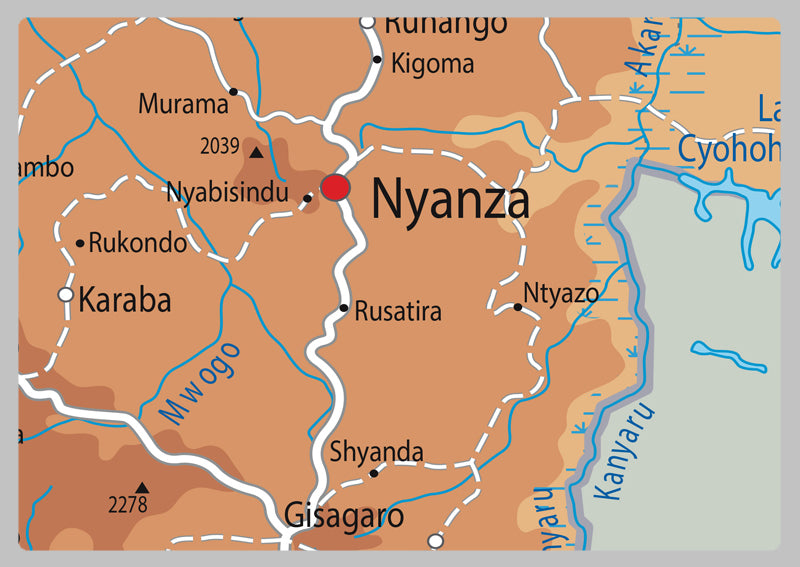 Physical Map of Rwanda - The Oxford Collection