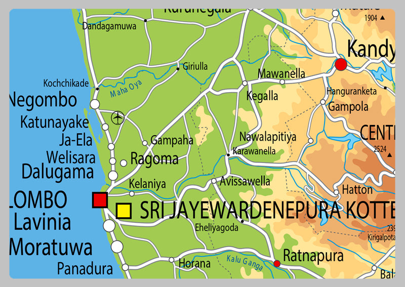 Physical Map of Sri Lanka - The Oxford Collection– I Love Maps