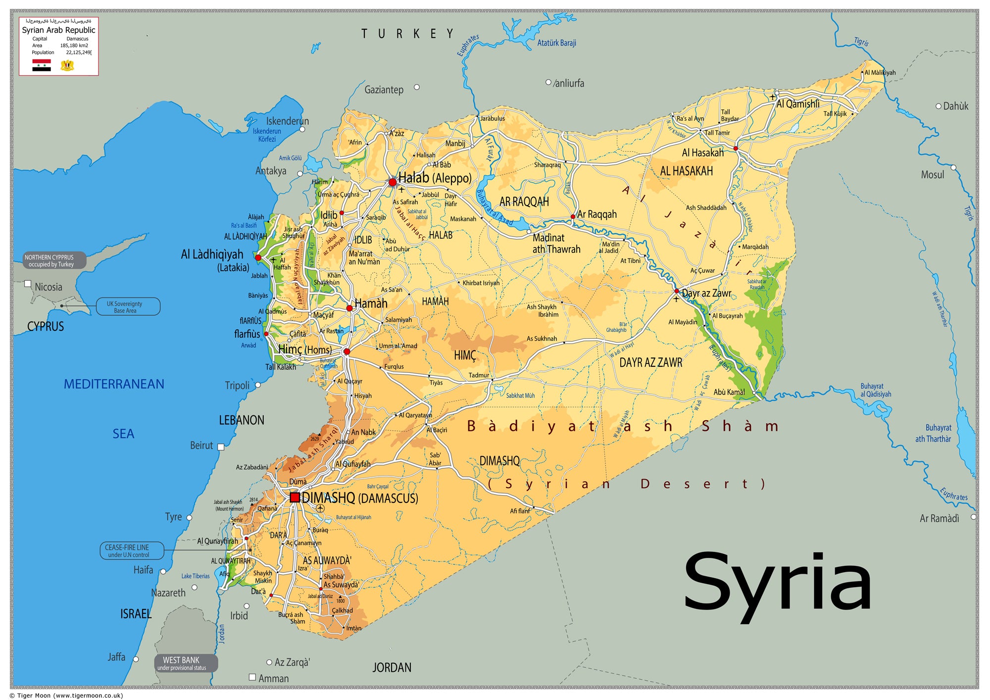 Physical Map of Syria - The Oxford Collection– I Love Maps