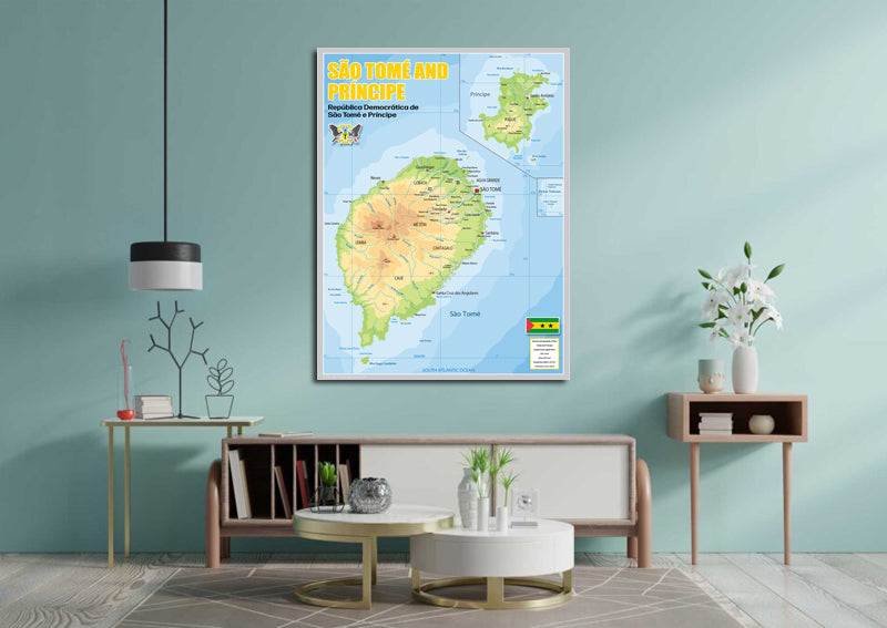 Physical Map of São Tomé and Príncipe - The Oxford Collection