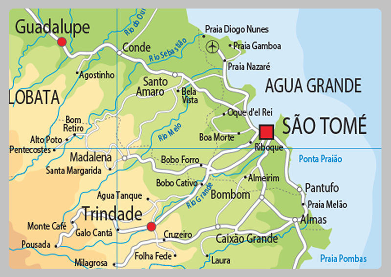 Physical Map of São Tomé and Príncipe - The Oxford Collection
