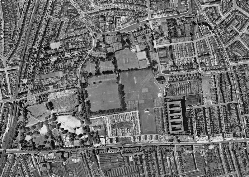 Post-War 1947 London Aerial Map - White City