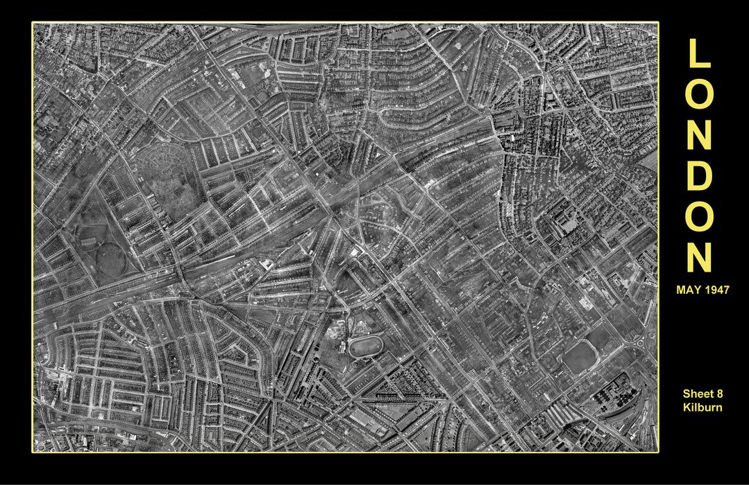 Post-War 1947 London Aerial Map - Kilburn