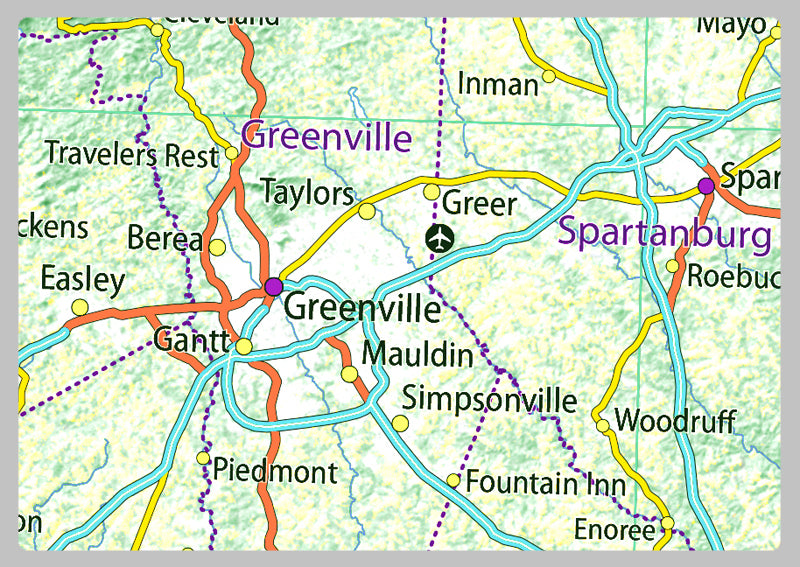 South Carolina Physical State Map