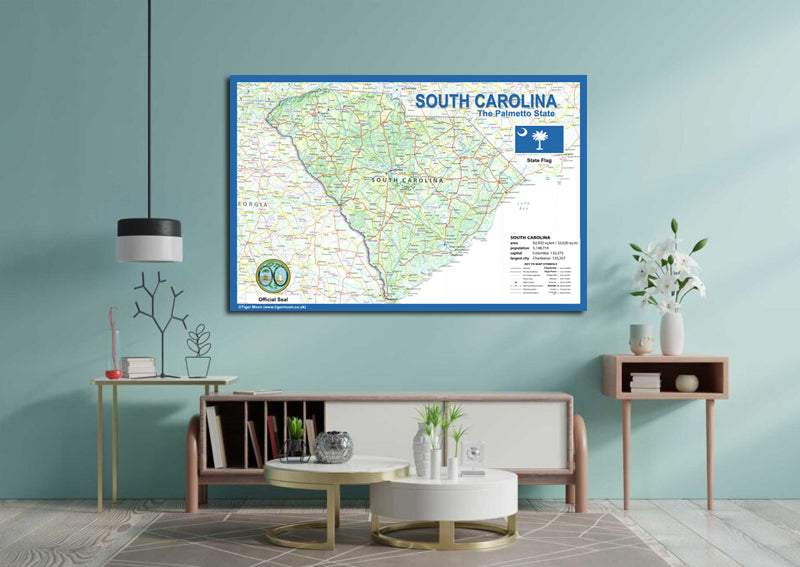 South Carolina Physical State Map