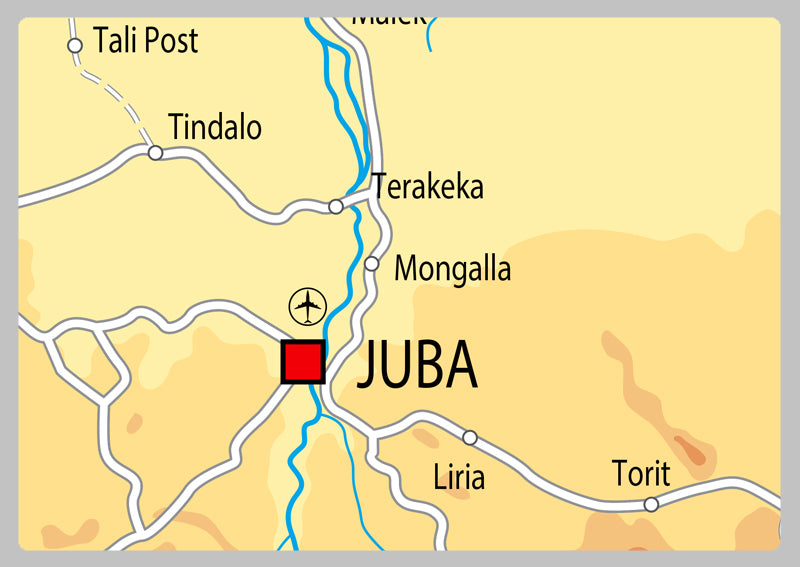 Physical Map of South Sudan - The Oxford Collection