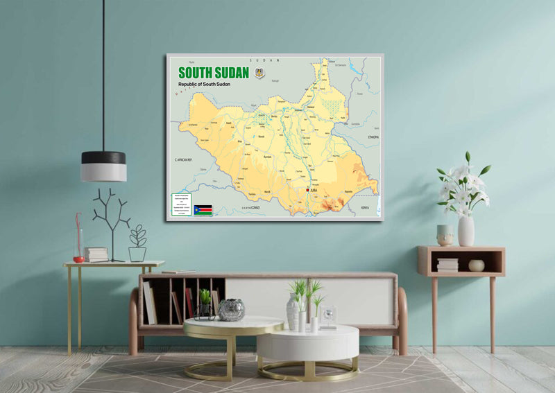 Physical Map of South Sudan - The Oxford Collection