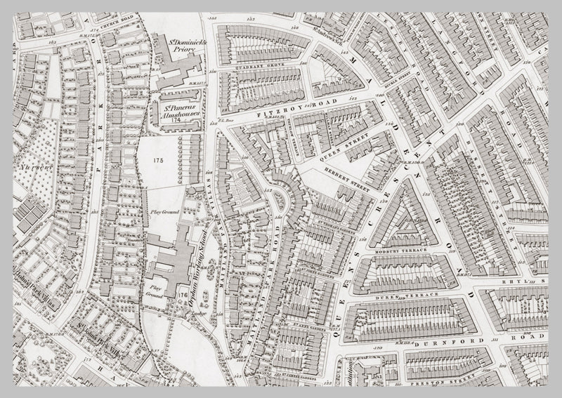 London 1872 Ordnance Survey Map - Sheet XVI - St Pancras