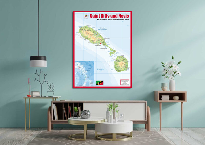 Physical Map of Saint Kitts & Nevis - The Oxford Collection