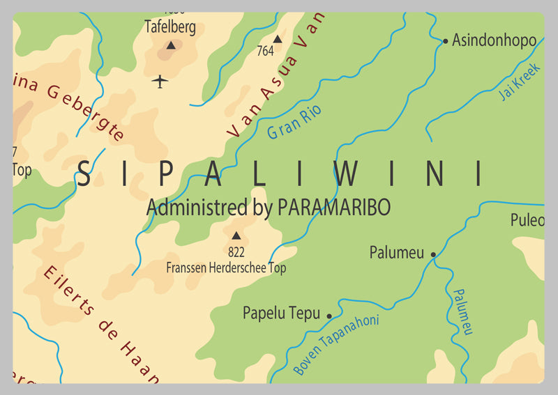 Physical Map of Suriname - The Oxford Collection