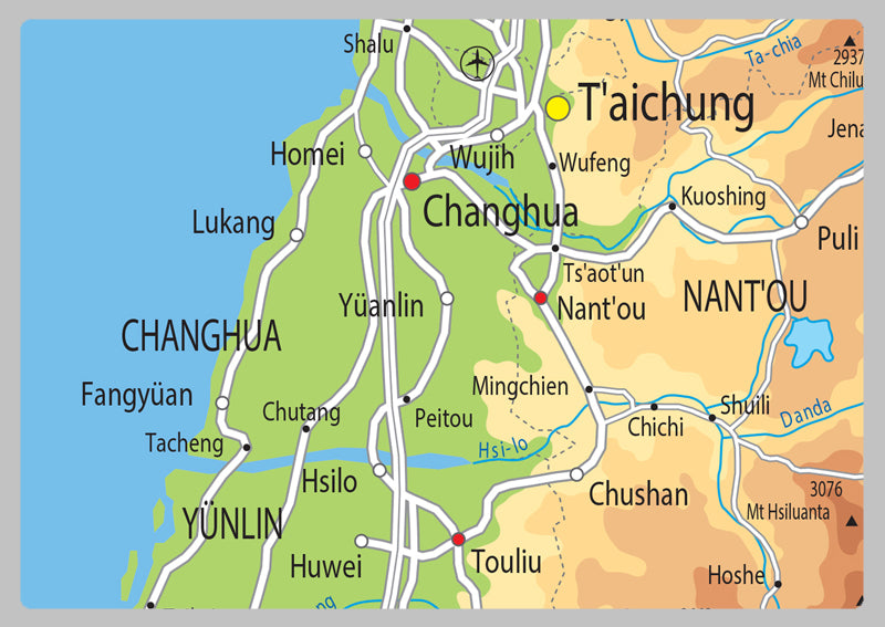 Physical Map of Taiwan - The Oxford Collection