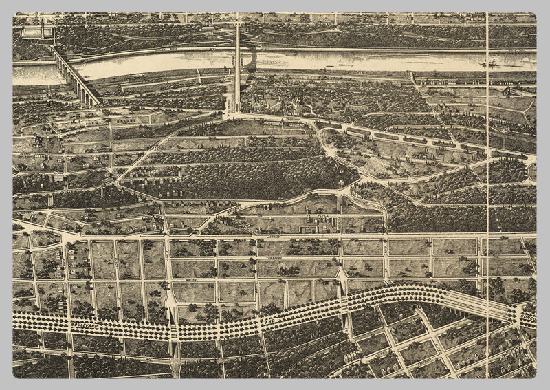 1897 - The Bronx New York USA - Long Birds Eye View Map