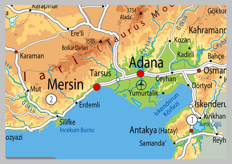 Physical Map of Turkey - The Oxford Collection