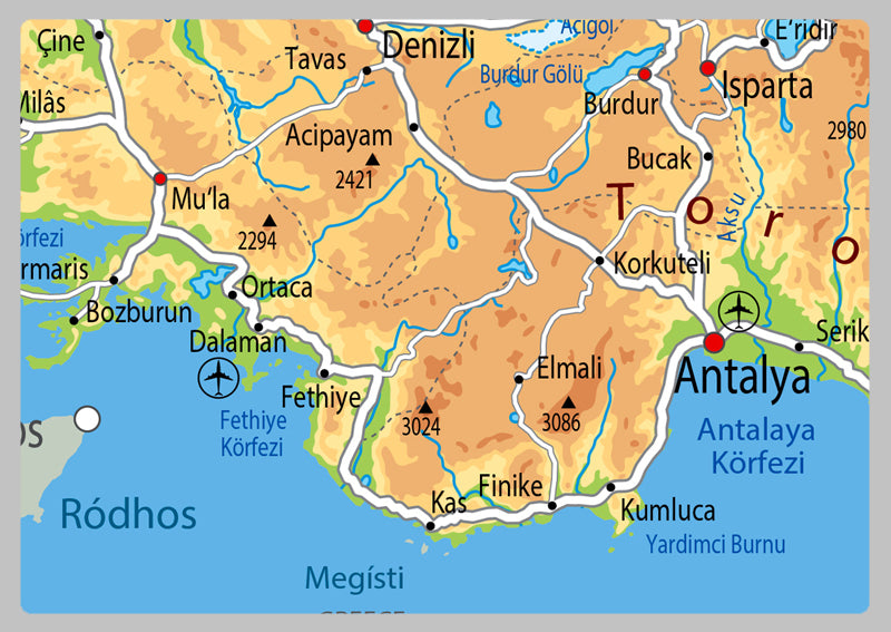 Physical Map of Turkey - The Oxford Collection