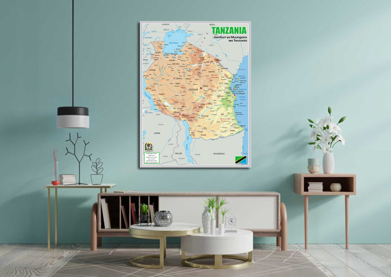 Physical Map of Tanzania - The Oxford Collection