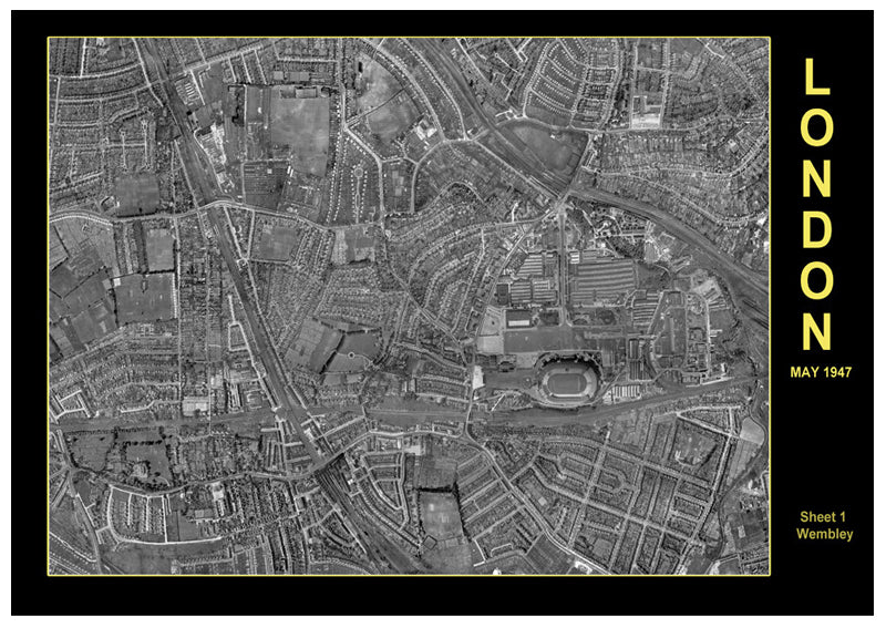 1947 Post-War London Aerial Map - Wembley